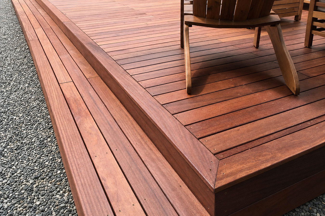 Cedar wood deck construction